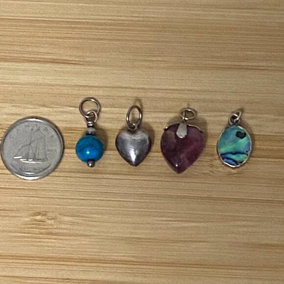 Small Pendants - Sterling Silver 925 and Gemstones Turquoise, Amethist, Abalone - Picture 11 of 13